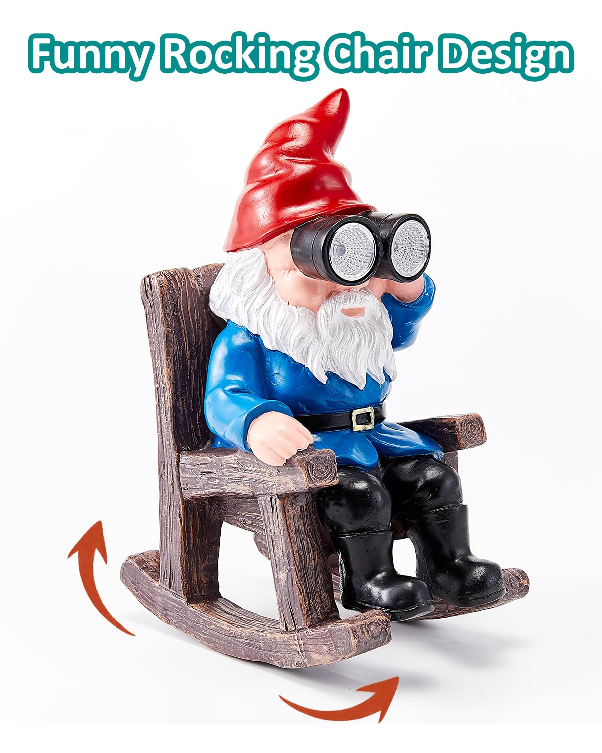Galotrek Solar Garden Gnome Statues Resin Gnome Figurines Sitting On Rocking Chair Outdoor Telescope Gnome Gifts For Yard  Patio Decor Gift
