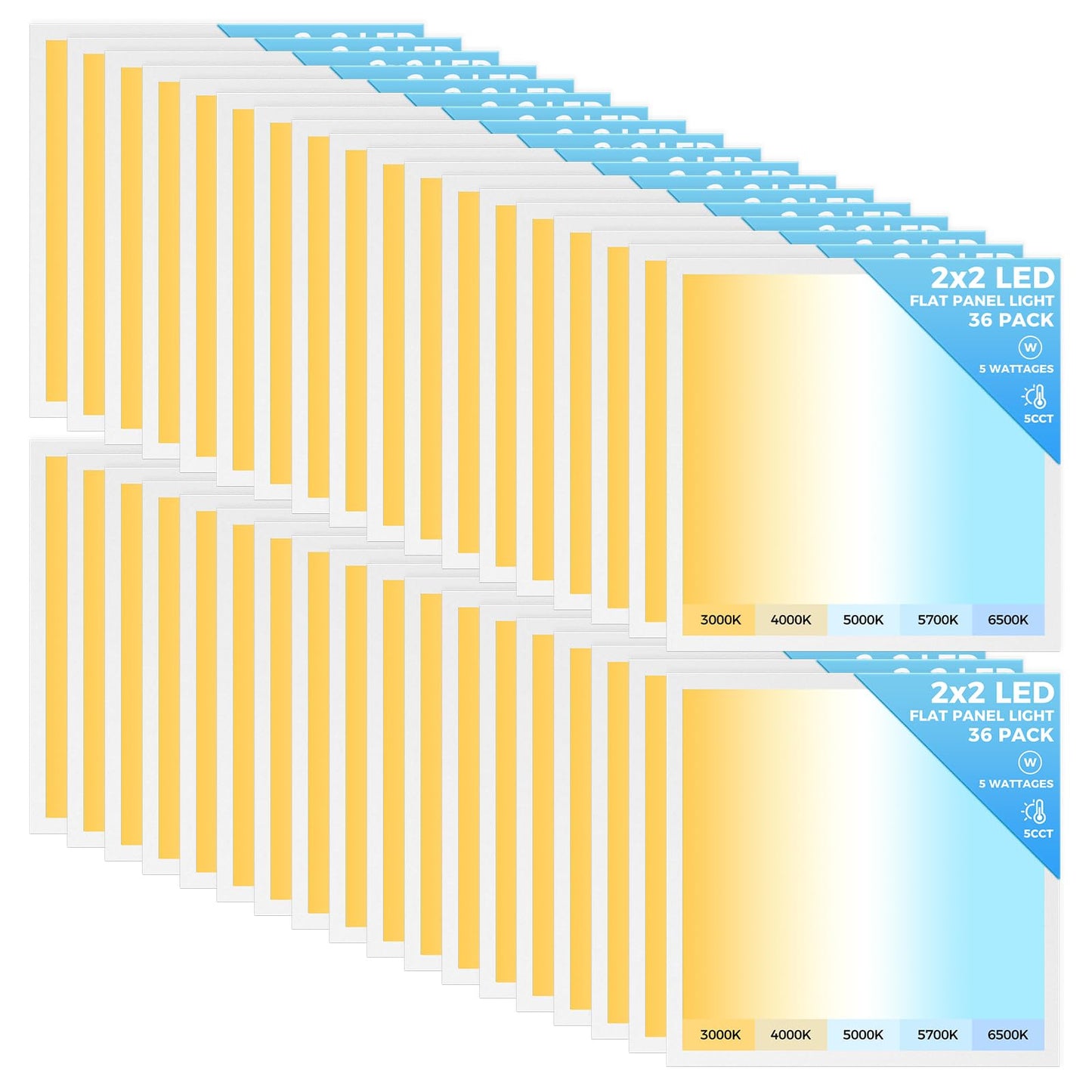Aikvsxer 36 Pack 2X2 Led Flat Panel Light  Flush Mount Ceiling Light Kitchen Lighting Fixtures Bright 6500Lm 0-10V Dimmable Switchable 3000K/4000K/5000K/5700K/6500K  30W/35W/40W/45W/50W