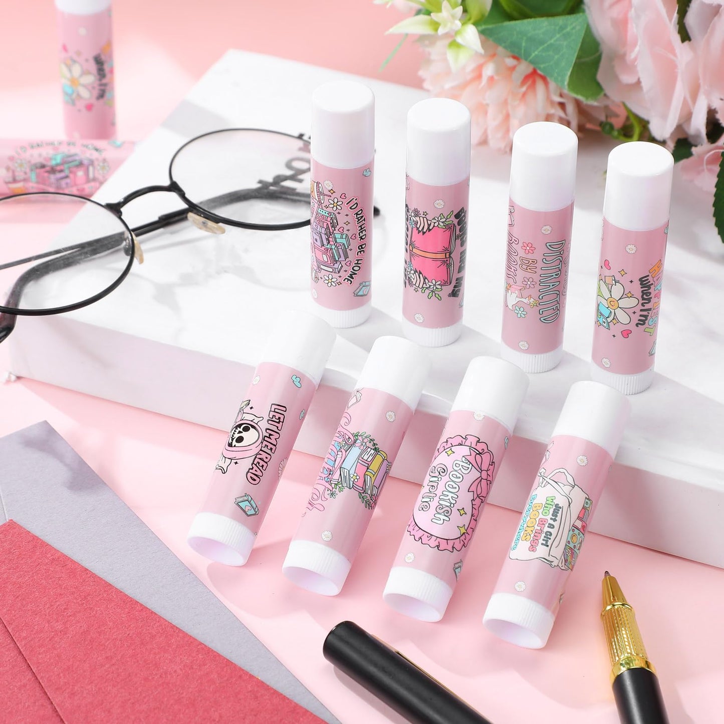 Heigble 16 Pcs Bookish Book Club Gifts Lip Balms Bulk Book Club Lover Bookish Party Favors Librarian Bookworms Readers Lip Balm