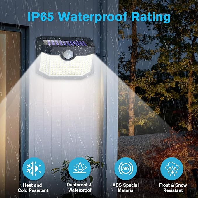 Aootek Motion Sensor Light 2 Packs, Solar Lights Outdoor Waterproof with 3 Lighting Modes Solar Powered Wall Lights Outside for Garden Patio Garage Yard Deck
