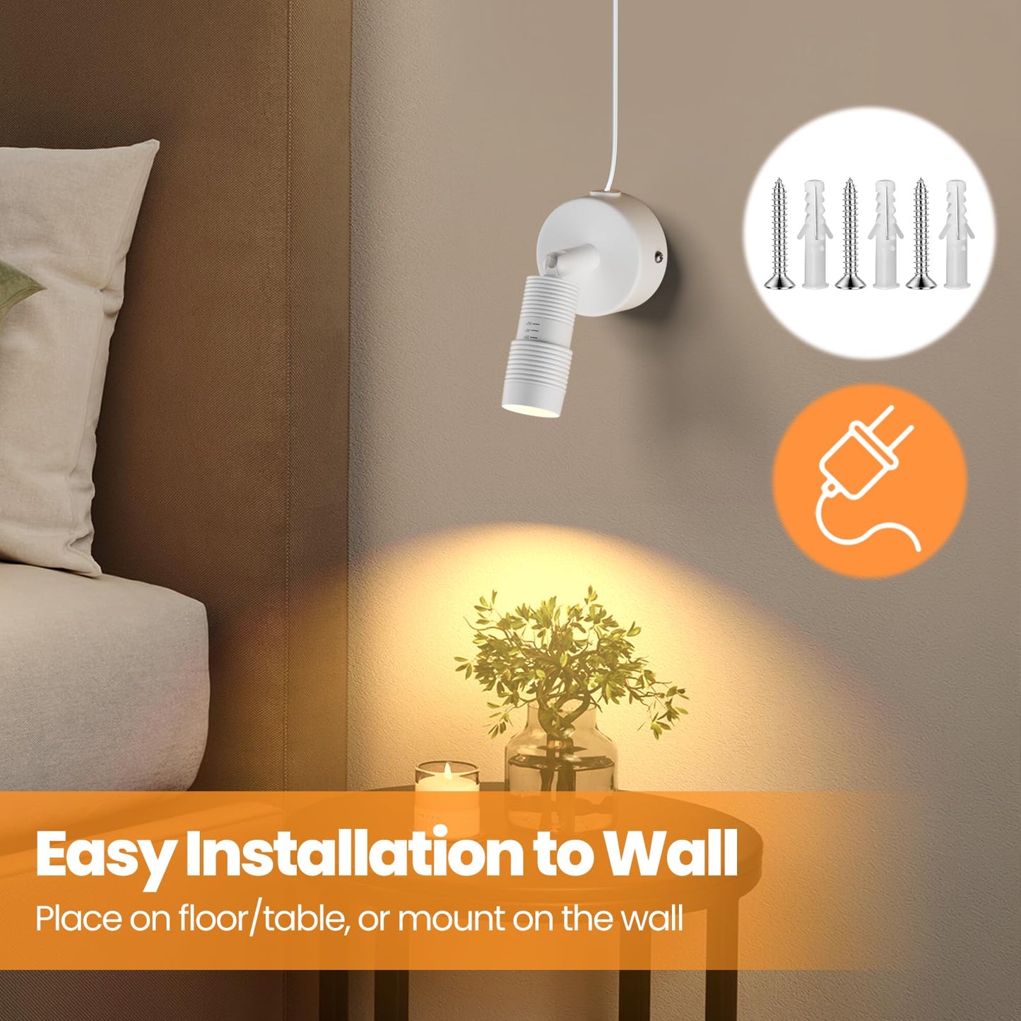 Tuyubee Muti-Color Zoomable Led Spot Lights Indoor Uplighting With Remote & Timer  5W Up Lights Indoor Dimmable Plant Spotlight Uplights Accent Lighting  Floor Spotlight Lamp 2 Pack White