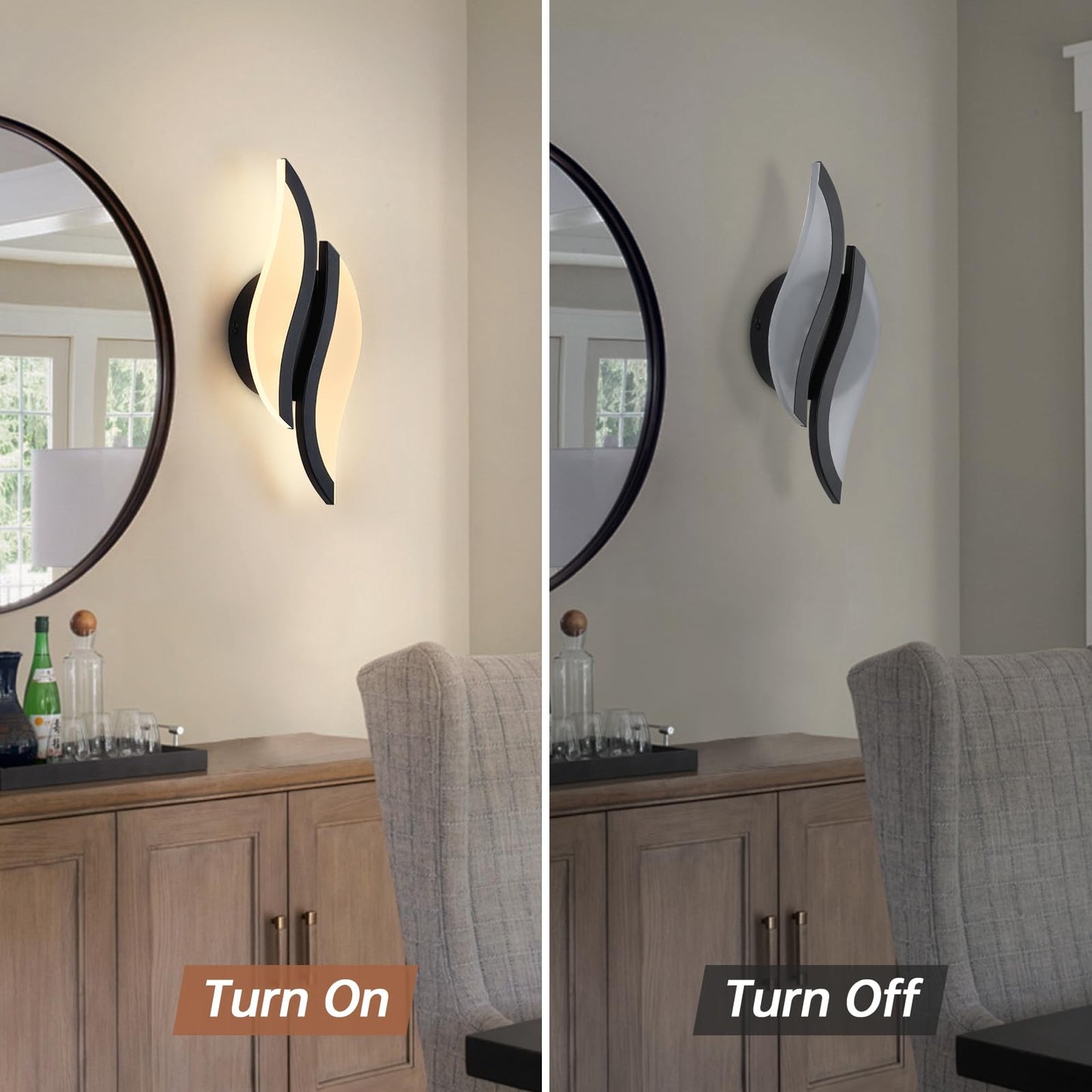 Caneoe Modern Led Wall Sconce 3000K Warm White Black Indoor Wall Light Fixtures Acrylic Wall Sconce Lighting For Living Room Bedroom Bedside Bathroom Hallway Stairway Wall Lamp (Black  1 Pack  3000K)