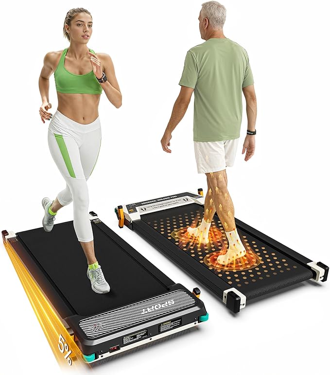 2 Side Walking Pad Treadmill with Incline Massage Function, 2 in 1 Under Desk Treadmills Walking Pad and Foot Massager for...