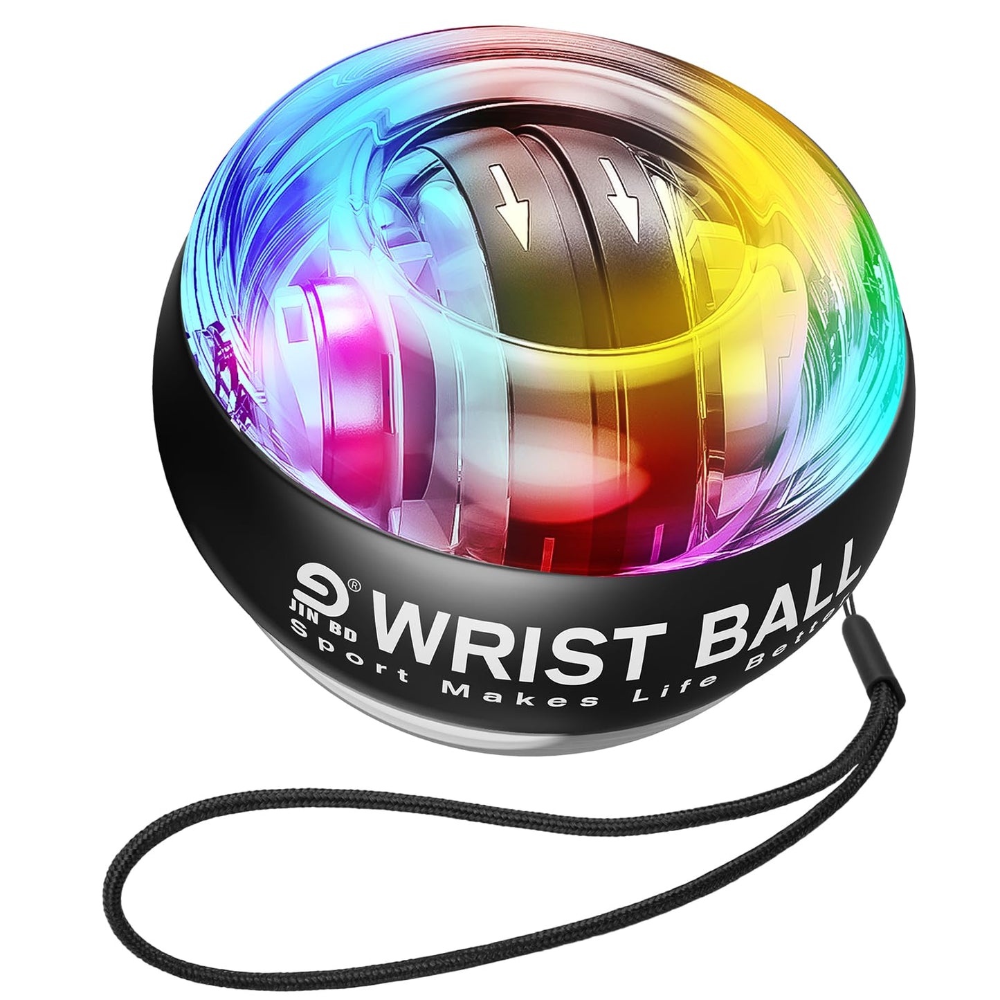 JIN BD Wrist Trainer Ball Auto-Start Wrist Strengthener Gyroscopic Forearm Exerciser Gyro Ball for Strengthen Arms, Fingers, Wrist Bones and Muscles with LED Light, Black