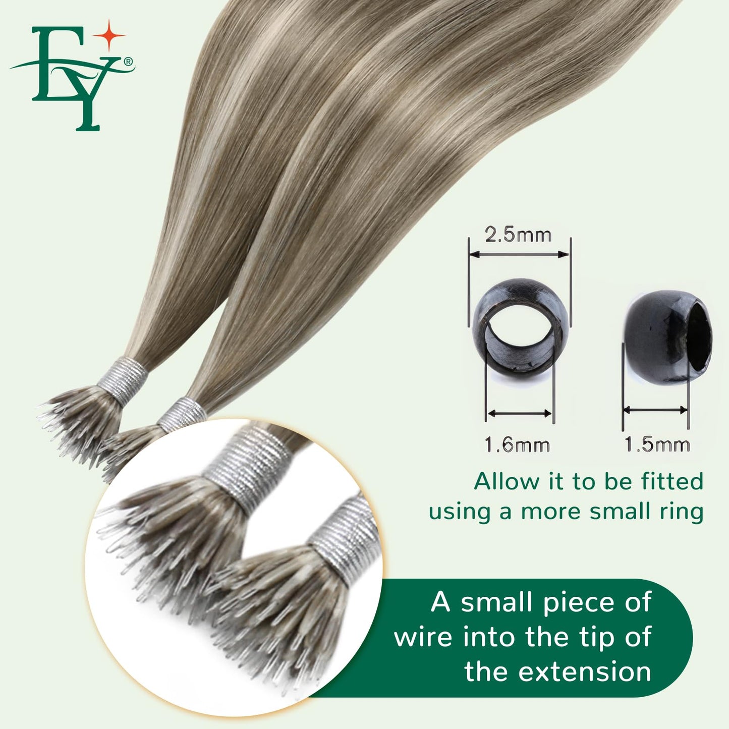 Easyouth Nano Hair Extensions Human Hair Highlight Nano Ring Hair Extensions Highlight Light Brown and Blonde Nano Extension Hum