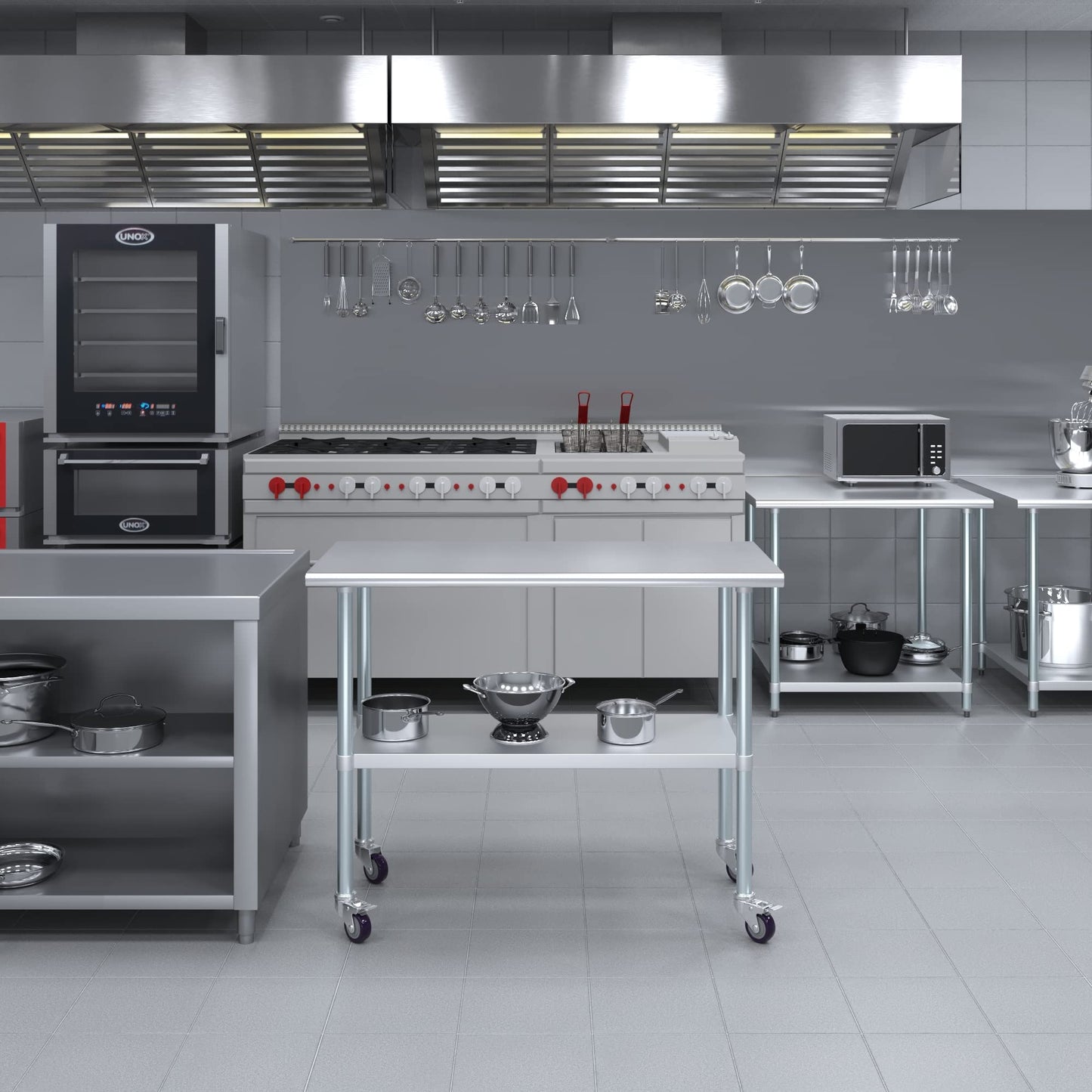 Stainless Steel Table + Add Casters | Choose from 43 Sizes | NSF Metal Work Table for Kitchen Prep Utility | Commercial and Residential Applications.