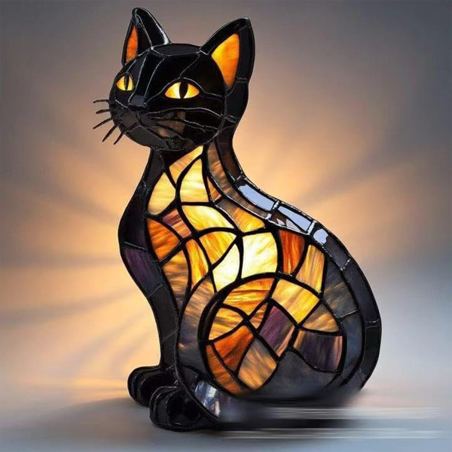 Hopanrel 2025 New Series Cat Desk Lamp  Lamps For Night Stands  Stained Resin Art Tabletop Light  Cute Pet Cats Themed Led Table Lamps  Creative Animals Table Lamp  Fun Gift For Cat Lovers (B)