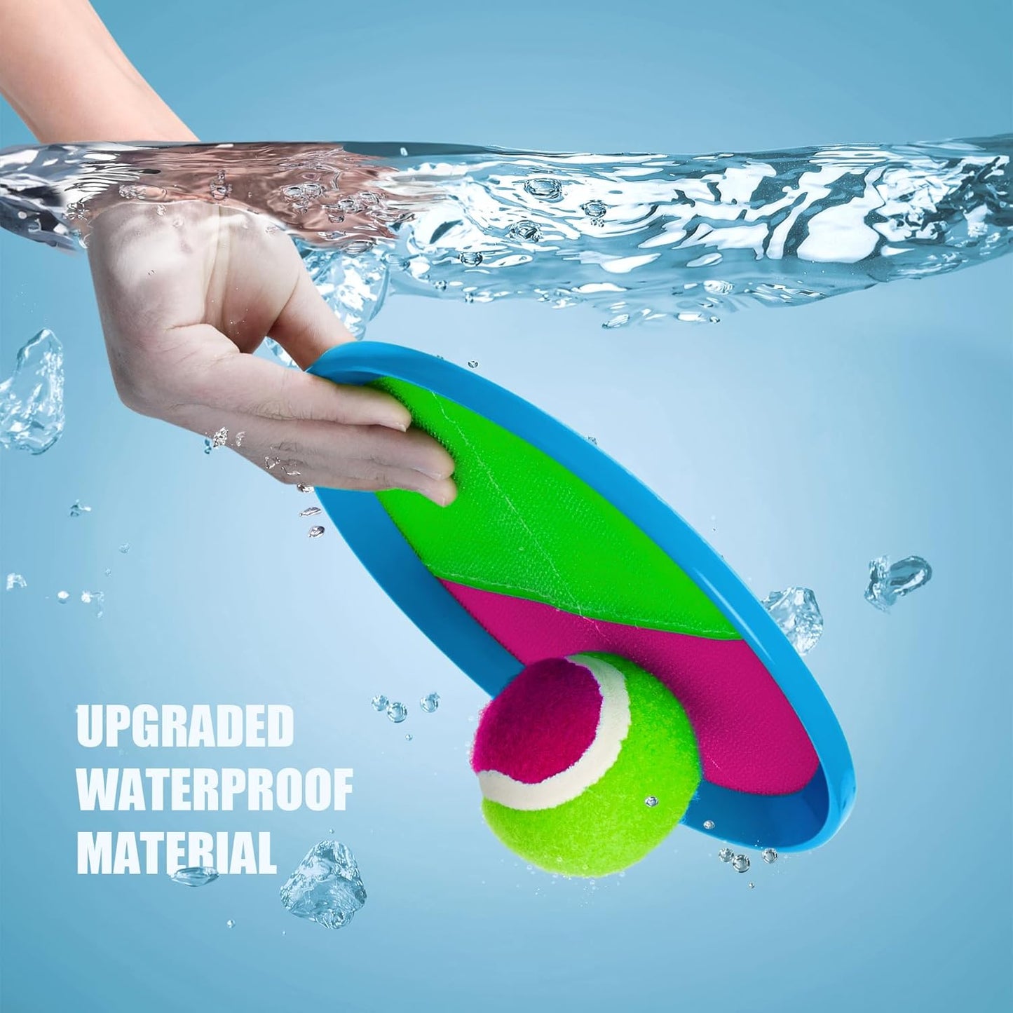 PlayZap Toss and Catch Ball Set Upgraded Stocking Stuffers for Toddlers Kids Teens Boys Girls - Baseball Toys Sturdy PVC for Beach Pool Yard Outdoor - Gift for 3-5 5-8 8-13+ Years