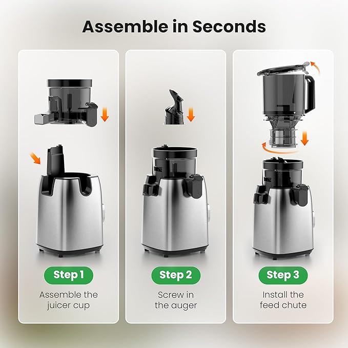 Kismile Cold Press Juicer Machine, 5.4" Wide Chute Slow Masticating Juicer with Touch Control, High Juice Yield Cold Pressed Juicer for Fruits & Vegetables with 1.2L Pulp Bin & 1L Juice Cup