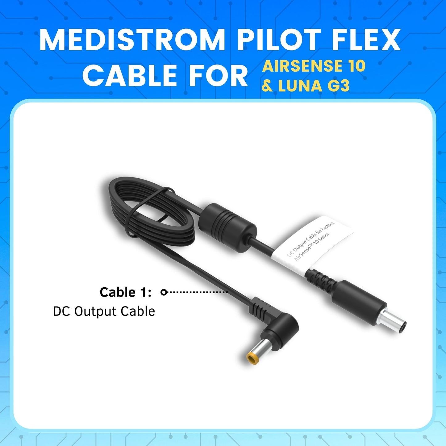 Medistrom Pilot-Flex Cable Kit Compatible with AirSense 10 and BMC Luna G3 CPAP Machine - CPAP Power Supply, CPAP Accessories