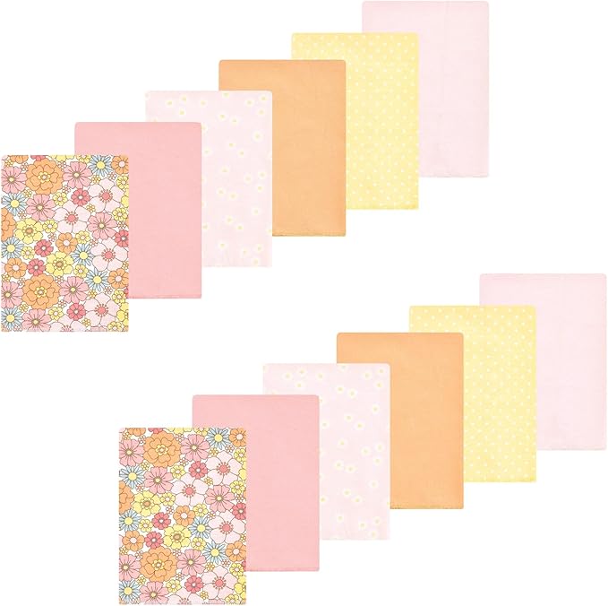 Luvable Friends Hudson Baby Flannel Burp Cloths 12pk, Floral Bliss