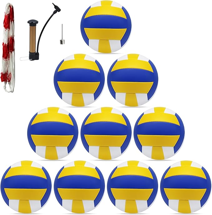 ZHUOKECE Volleyball, 10 Pack Official Size 5 Inflatable Volleyballs Pool Volleyball Spike Training Equipment Outdoor Sand ...
