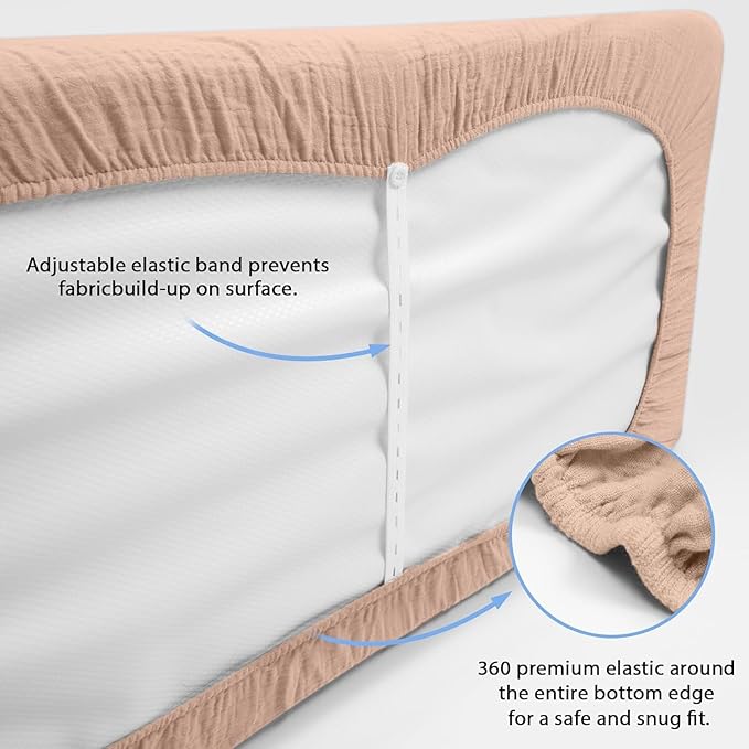 3 Pack Muslin Changing Pad Cover, Solid Changing Table Pad Cover, Soft Breathable Double Layer Boho Changing Pad Sheets Fit for Standard Changing Pad 16" x 32" (Cedar & Peach & Beige)