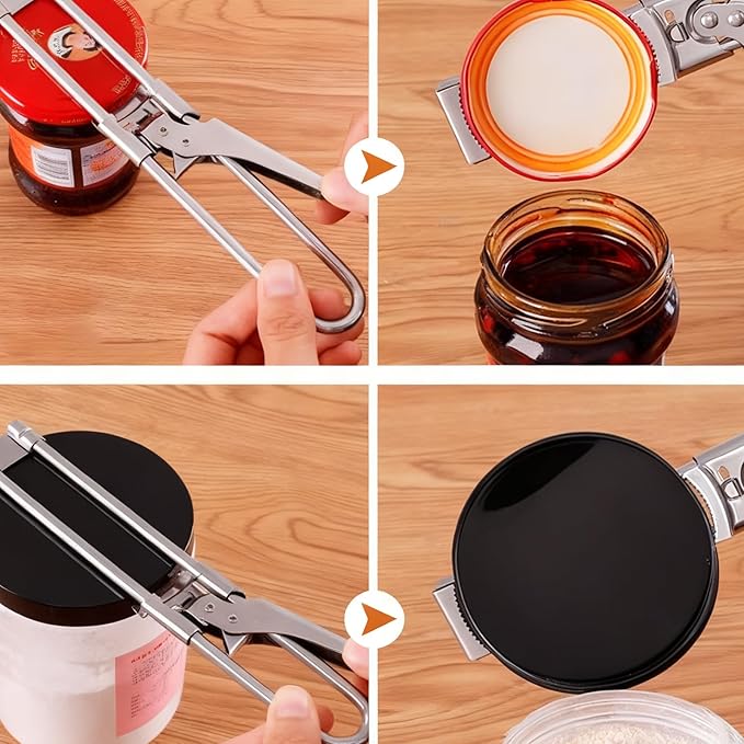 Jar Opener for Weak Hands, Adjustable Stainless Steel Lid Gripper, Effortless Multifunctional Bottle Opener for Seniors & Arthritis, Manual Jar Gripper Kitchen Accessories (2)