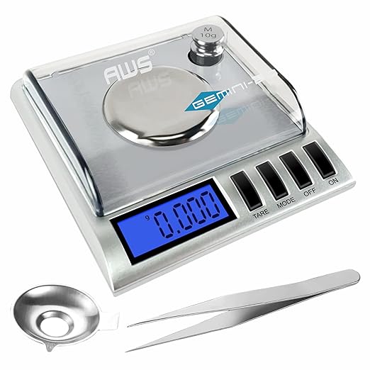 AWS Gemini-20 Milligram Scale 20g x 0.001g–Digital Jewelry/Lab Scale for Powder, Gold, Gems – Includes Calibration Weight...