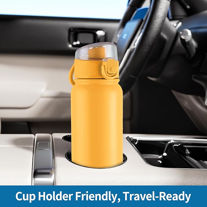 GOPPUS 20 Oz Insulated Stainless Steel Water Bottle BPA-Free Sports Water Bottle, Great for Travel, with Chug Lid - Leak & Sweat Proof with Anti-Dust Lid(orange)
