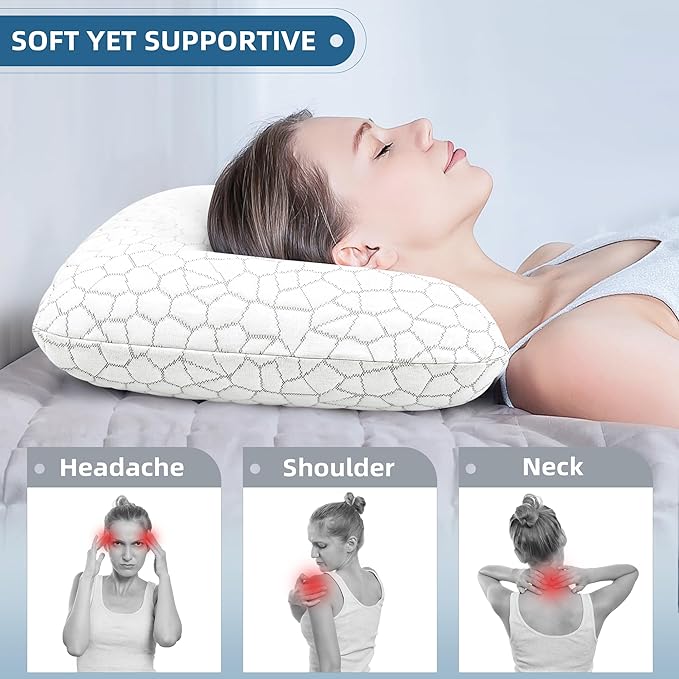Cooling Memory Foam Pillows Foam Pillow Gel Memory Foam Pillow Bed Pillow for Sleeping Standard Size White