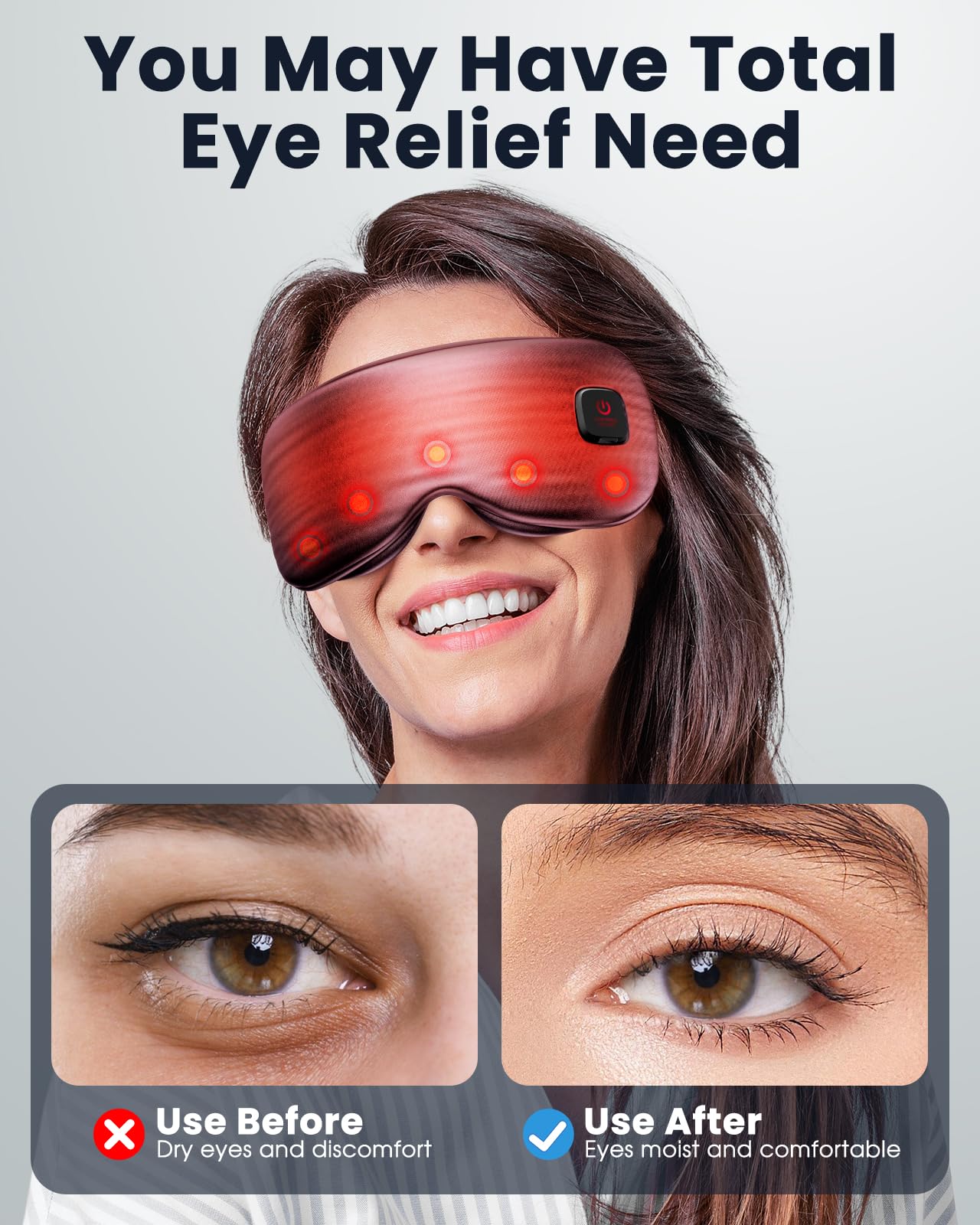 Azang Heated Eye Mask - Cordless Eye Mask for Dry Eyes, Eye Relief, Improved Sleep, Washable Eye Heating pad for Travel and with Replaceable Shell (Purple)