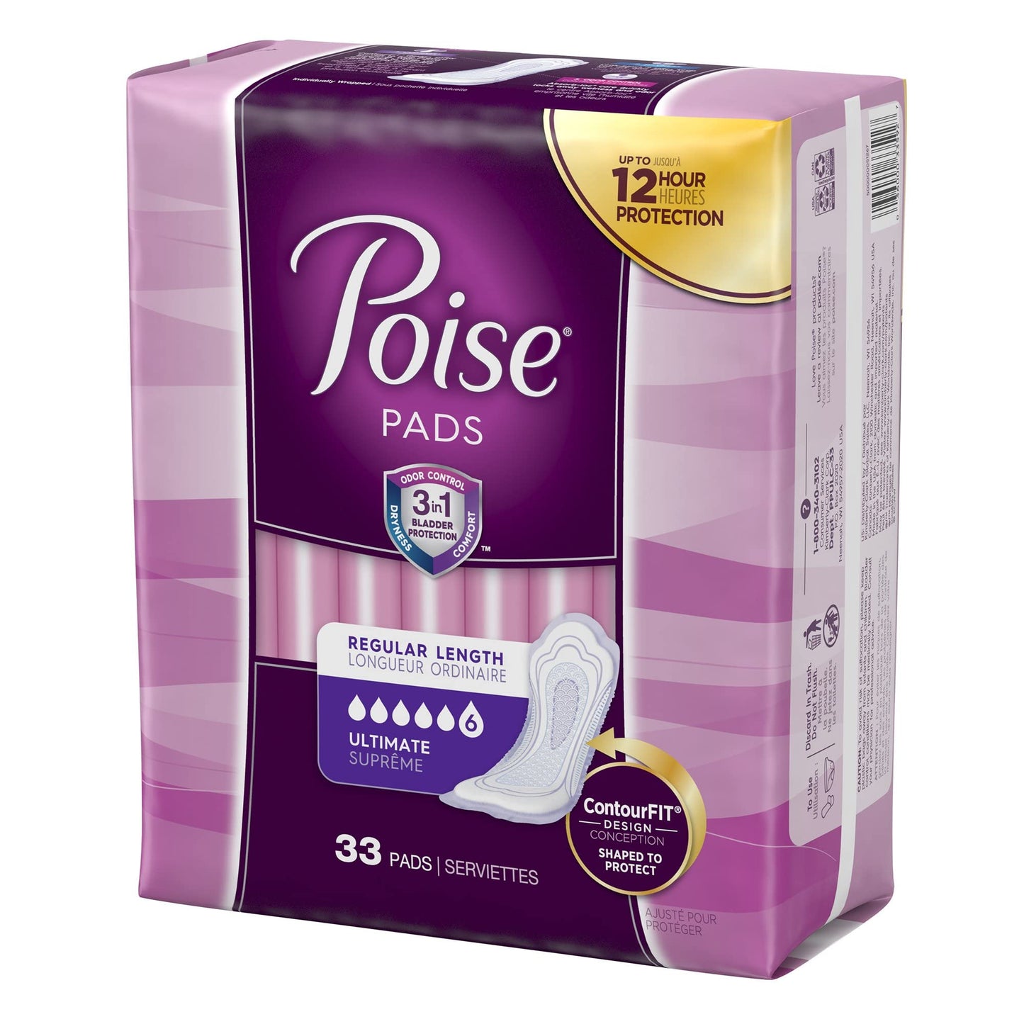 Poise Pads, Regular Length, Ultimate Absorbency 33 Pads (Pack of 2)