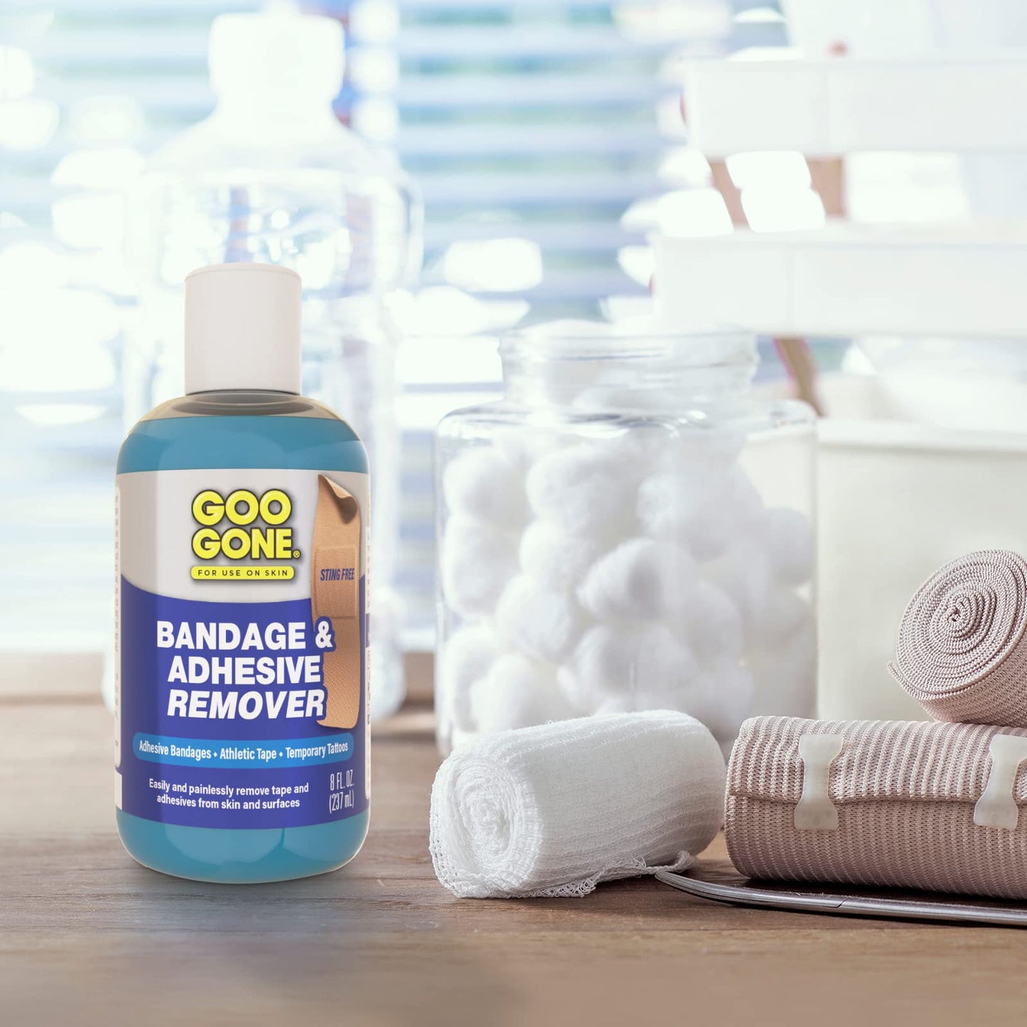 Goo Gone Skin Adhesive Remover - Safe and Pain Free Removal for Sticky Residue from Continuous Glucose Monitors, KT Tape, Medical Tape, Heart Rate Monitors, Insulin Pumps, 8 oz.