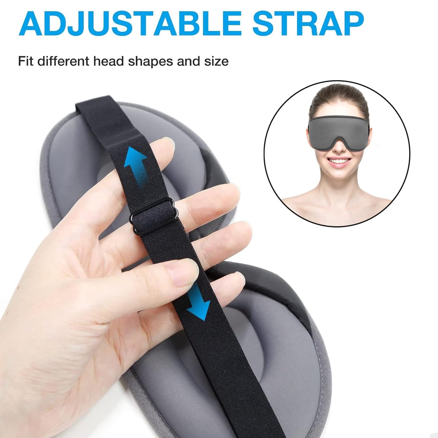 LYSIAN Cooling Sleep Eye Mask Men Women, 3D Night Blindfold Sleep Mask with Earplugs, Soft Pressure-Free Shade Cover for Travel, Yoga (Silver-Grey)