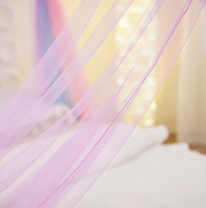Mengersi Rainbow Canopy Bed Curtaina Mosquito Net for Bed Canopy, Four Corner Post Curtains Elegant Bed Netting, Screen Netting Canopy Curtains for Twin to Twin XL Size Bed