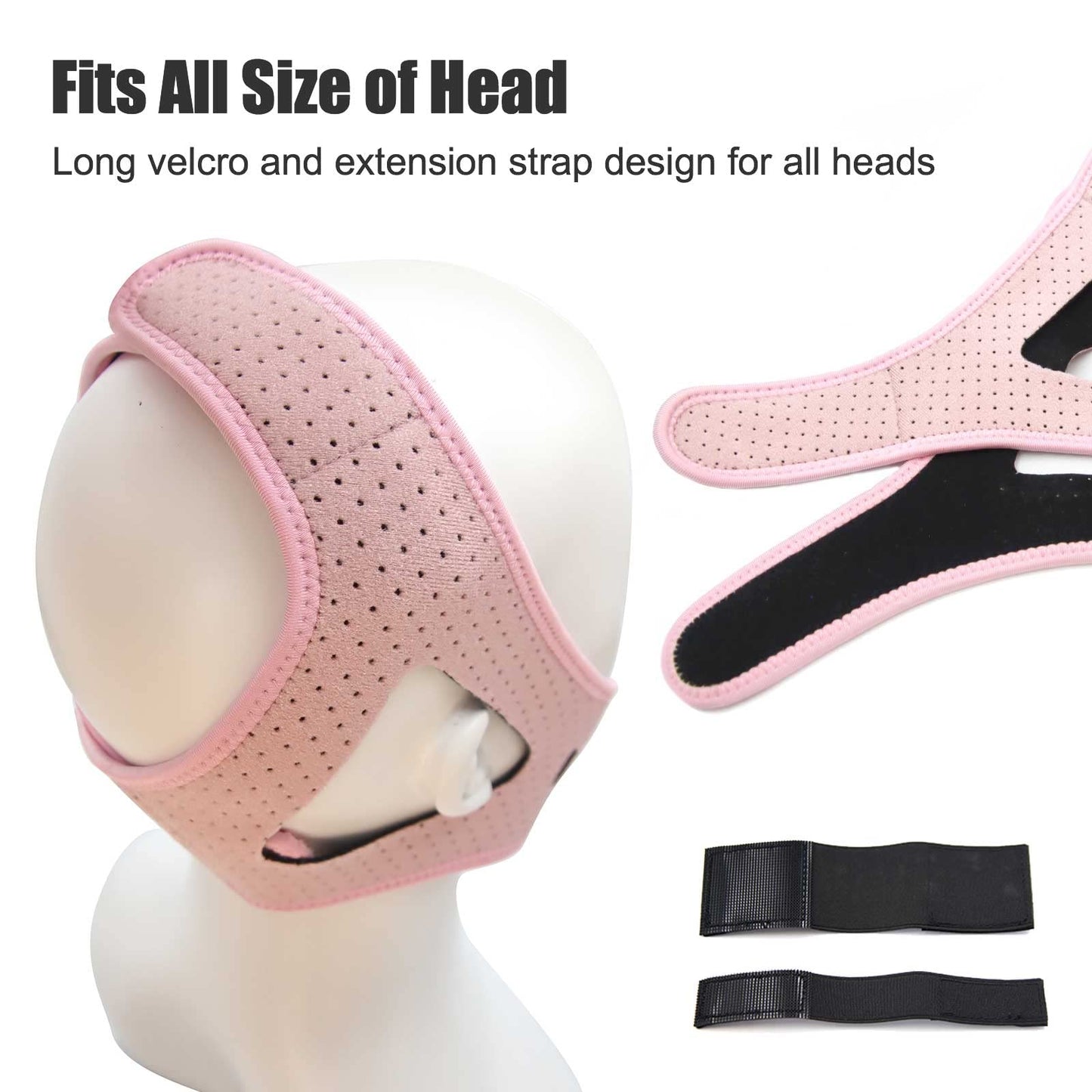 Chin Strap - Chin Strap for Cpap Users, Cpap Chin Strap, Anti Snoring Chin Strap, Chin Strap for Snoring, Breathable Comfortable Cpap Chin Straps for Men and Women, Extension Strap, Pink (Pink)