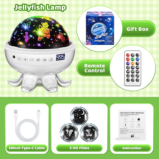 Star Projector for Kids Night Light Projector, 【3 Films+ 30 Sounds】 Lullaby Sound Machine Baby Sound Machine with Light, 【93 Effects+ Remote】 Best Toys for Kids Toys, [3 Brightness+ Timer]