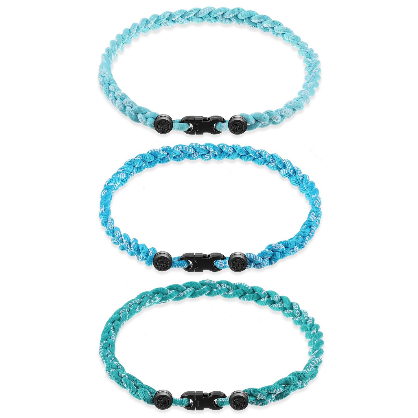 Junkin 3 Pcs Baseball Necklaces Three Braided Rope Titanium Necklace for Team Gifts Boys Men Player Softball Fans Sports (Bule C