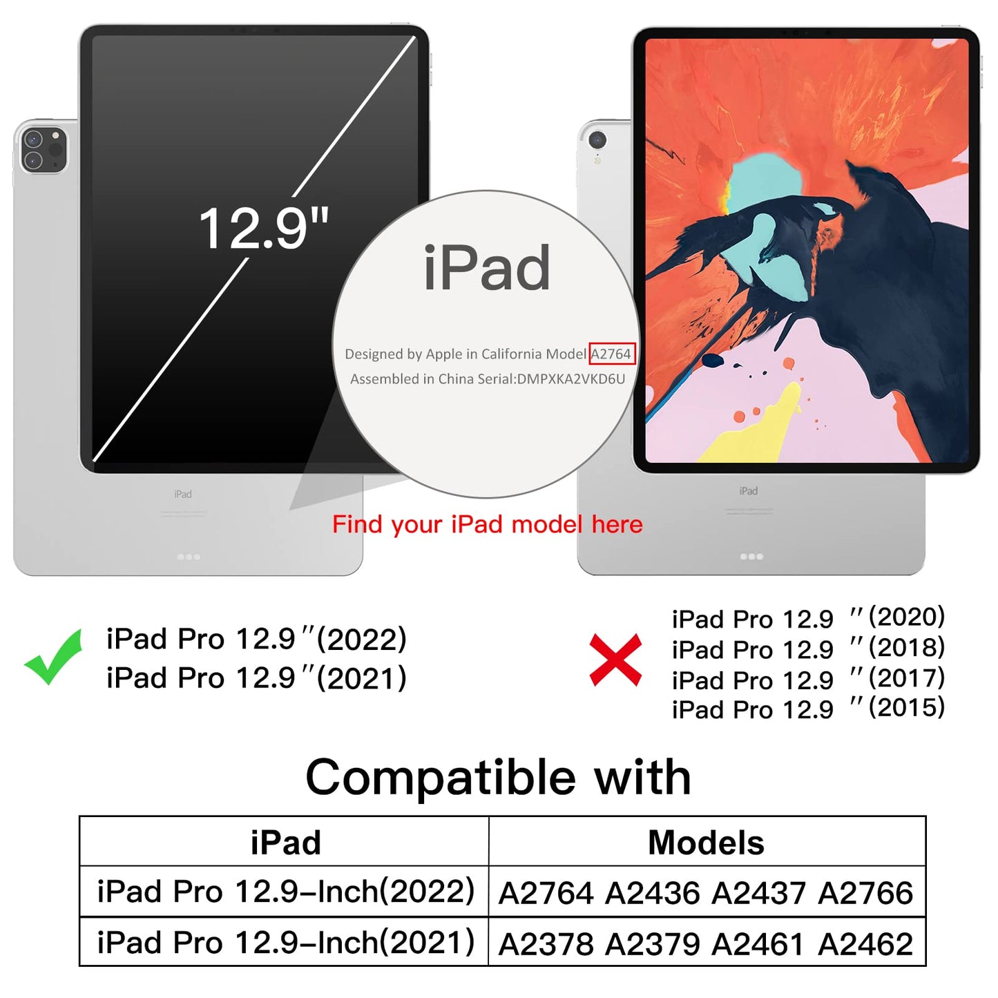 Jetech Case For Ipad Pro 12.9-Inch (6Th/5Th Generation, 2022/2021 Model), Slim Stand Hard Back Shell Smart Cover With Auto Wake/