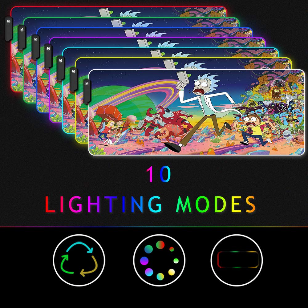 Envysun RGB Gaming Mouse Pad XXL (800x300mm) - Non-Slip Rubber Base, Smooth Surface, 10 LED Modes, Micro-USB | Computer Carpet Desk Mat for PC, Laptop, Gaming Accessories