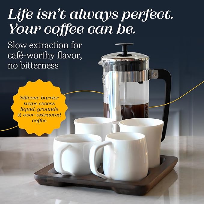 ESPRO P5 French Press Coffee Maker – Patented Double Micro-Filter for Grit Free Brew, Heat-Resistant Thicker Borosilicate Glass Coffee Press – 32 oz