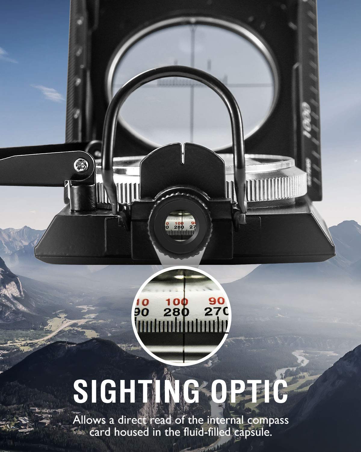Eyeskey Multifunctional Military Metal Sighting Navigation Compass With Inclinometer | Impact Resistant & Waterproof Compass For