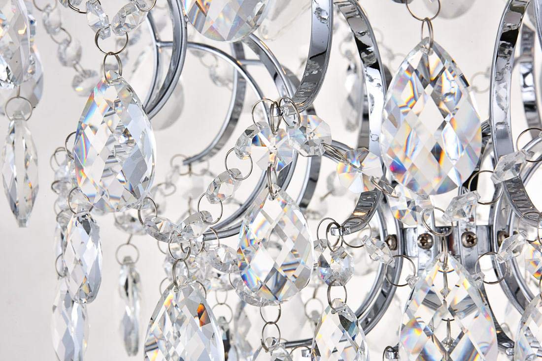 Bestier Modern Pendant Chandelier, Crystal Raindrop Design, 16 D X 18 H, Chrome Finish, 3 E12 Bulbs Required, Ideal For Dining Room, Bedroom,