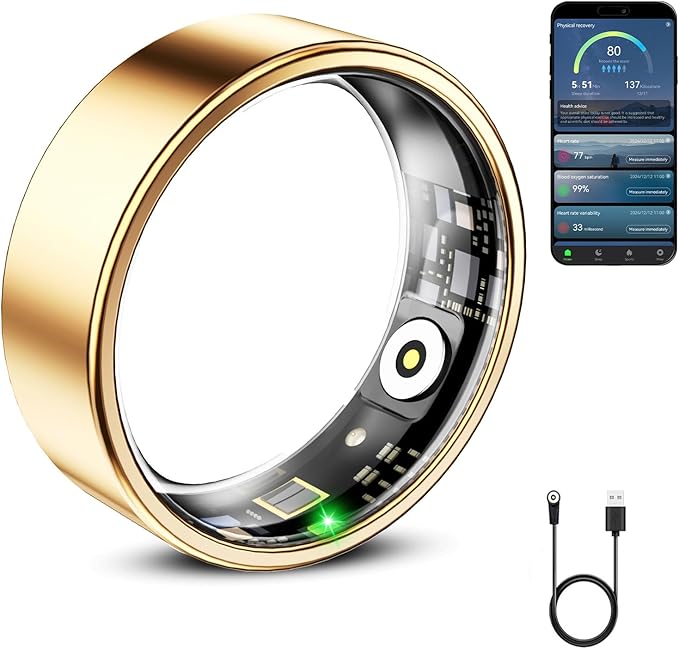 Mirlray Smart Ring for Women & Men, Smart Ring Health Tracker, Blood Oxygen & Heart Rate Monitor, Long Lasting Battery Sle...