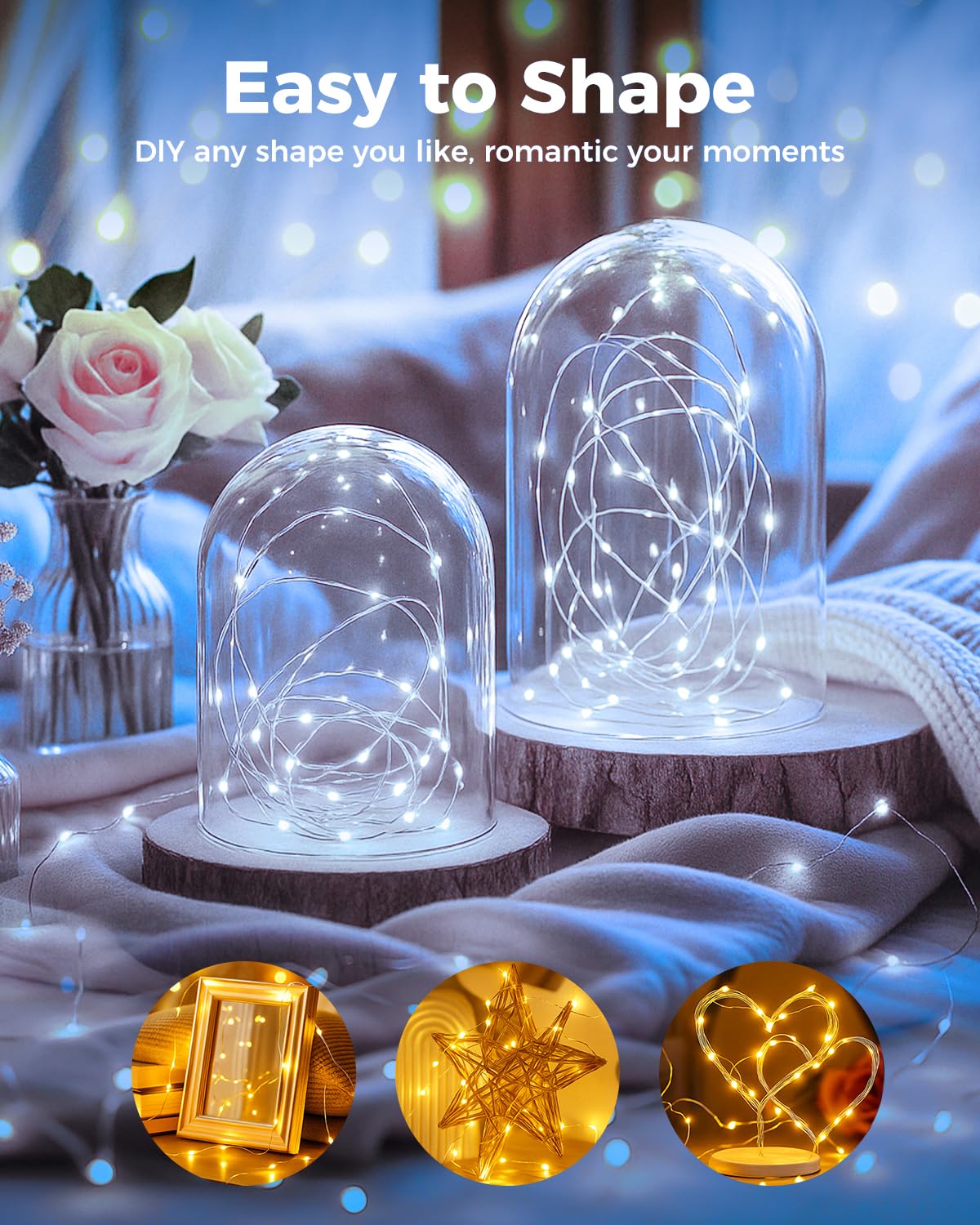 Btfarm 12 Pack Fairy Lights Battery Operated  7Ft 20 Led Mini String Lights Waterproof Silver Wire For Mason Jars Centerpiece Table Crafts Bedroom Christmas Decoration  Cool-Warm White