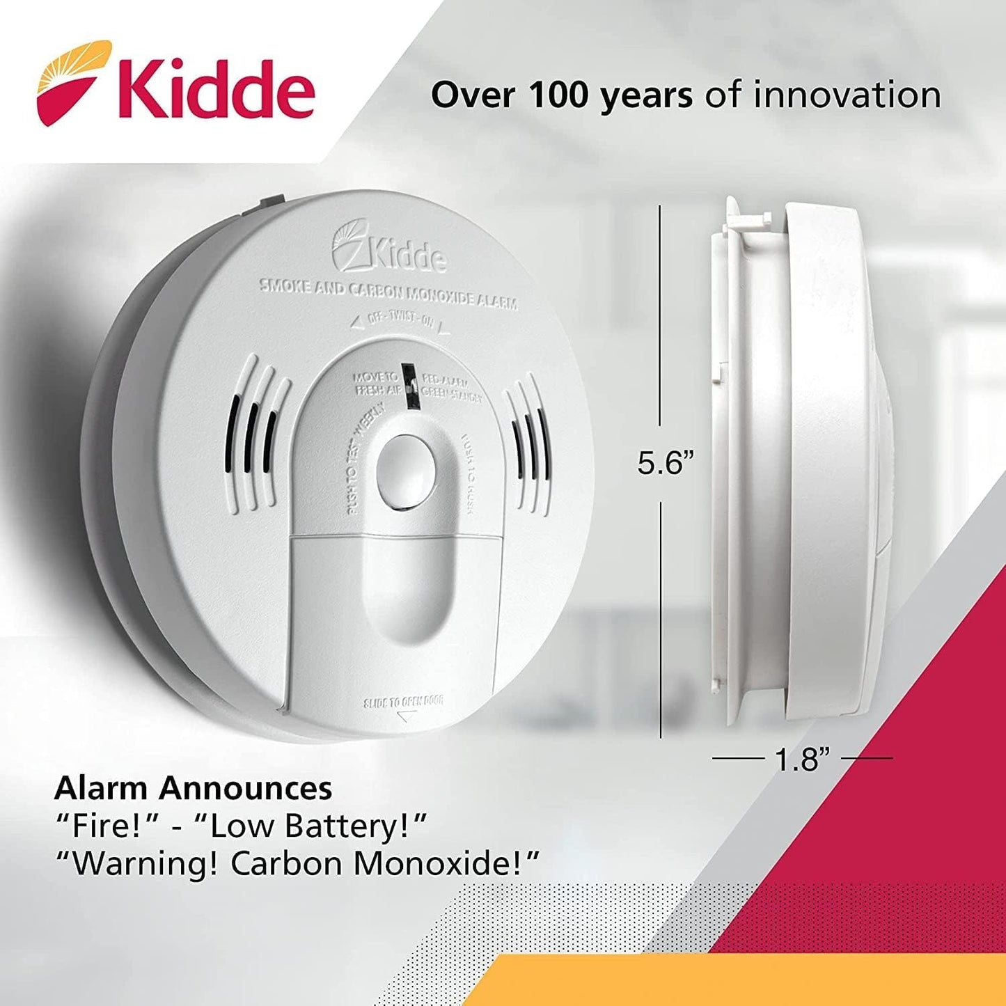 Kidde Hardwired Smoke & Carbon Monoxide Detector, Battery Backup, Interconnectable, LED Warning Light Indicators, 4 Pack