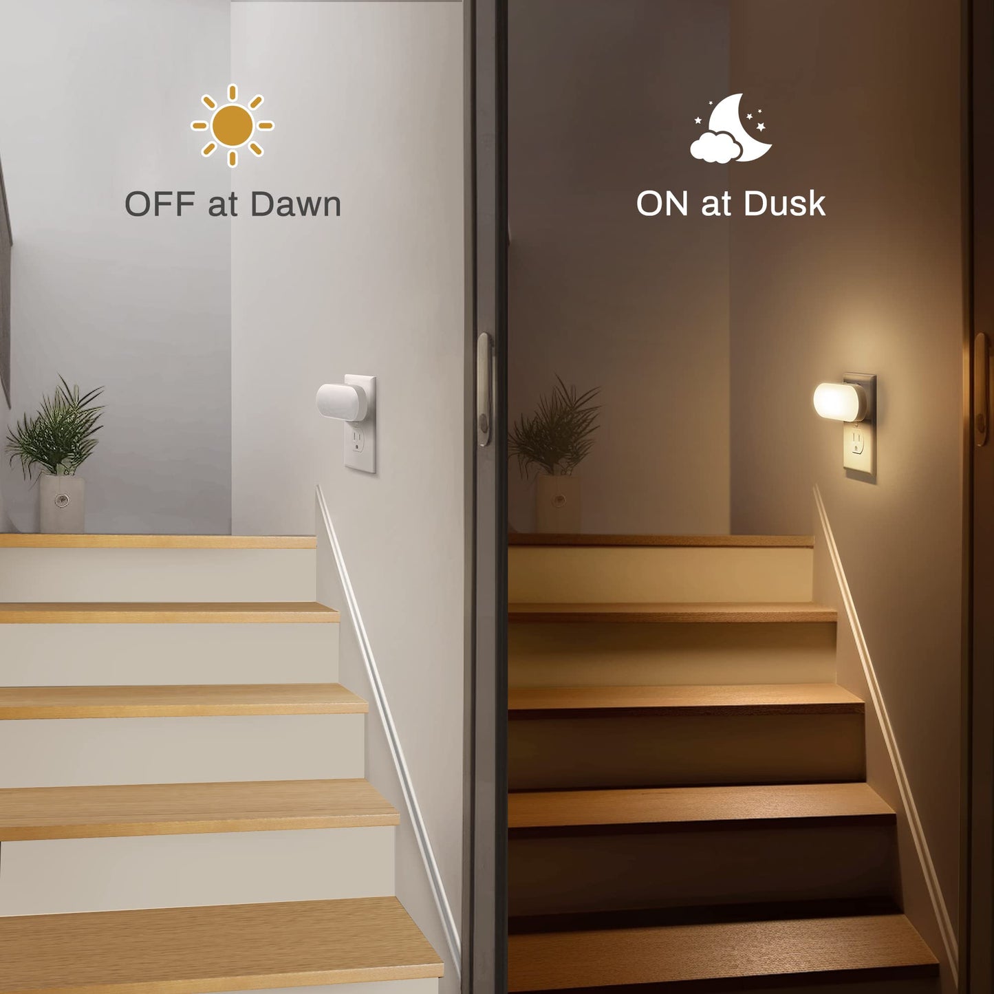 DORESshop LED Night Lights, Soft White, Dimmable, 4 Packs, Plastic, Model D-NL00702DG-4N, Ideal for Nursery, Bedroom, Kids Room, Bathroom