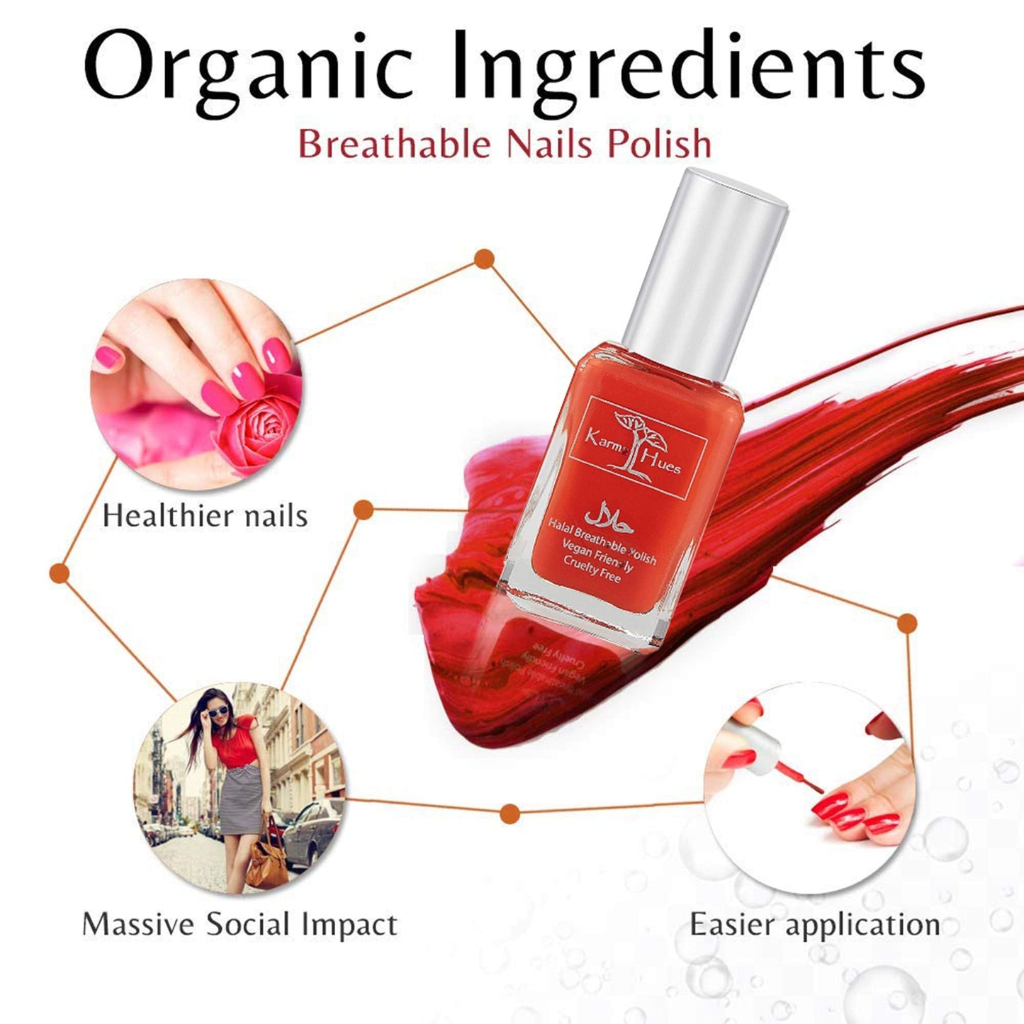 Karma Naturals Certified Halal Nail Polish - Breathable & Water Permeable, Wudu Friendly (Sana)