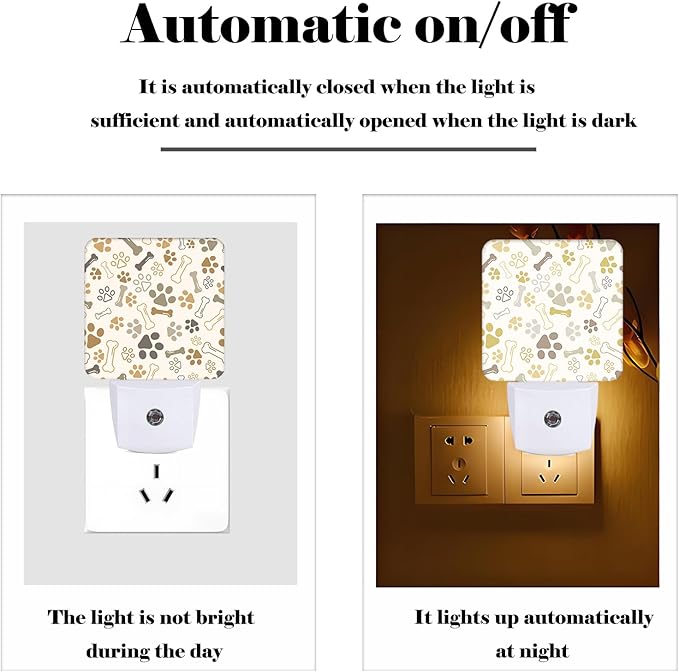 Dog Paw Night Light,Plug-in Nightlights Auto Sensor Night Lamp Dusk to Dawn Lamp Home Decor for Nursery Children Girls Boys