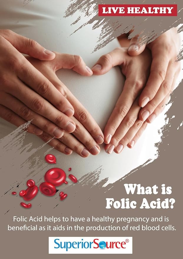 Superior Source Folic Acid 1200 mcg - Supports Heart & Immune System Function -Aids Nervous System Health - 100 Sublingual Dissolving Tablets