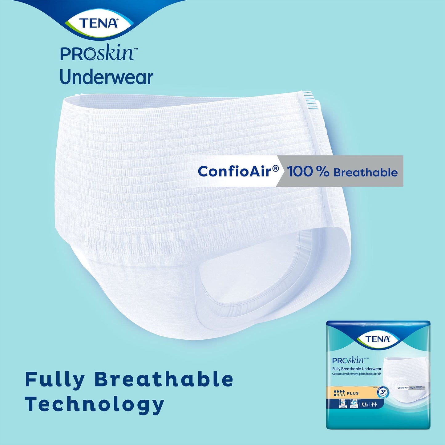 TENA ProSkin Plus Disposable Underwear Pull On with Tear Away Seams Medium, 72632, 80 Ct