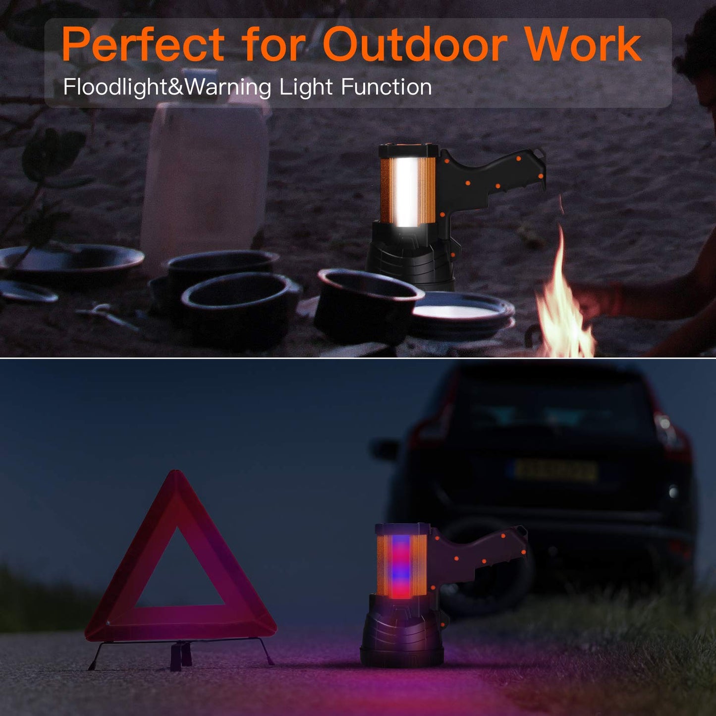BUYSIGHT Rechargeable Handheld Spotlight 100000 Lumens Aluminum Alloy Golden Model B743-G