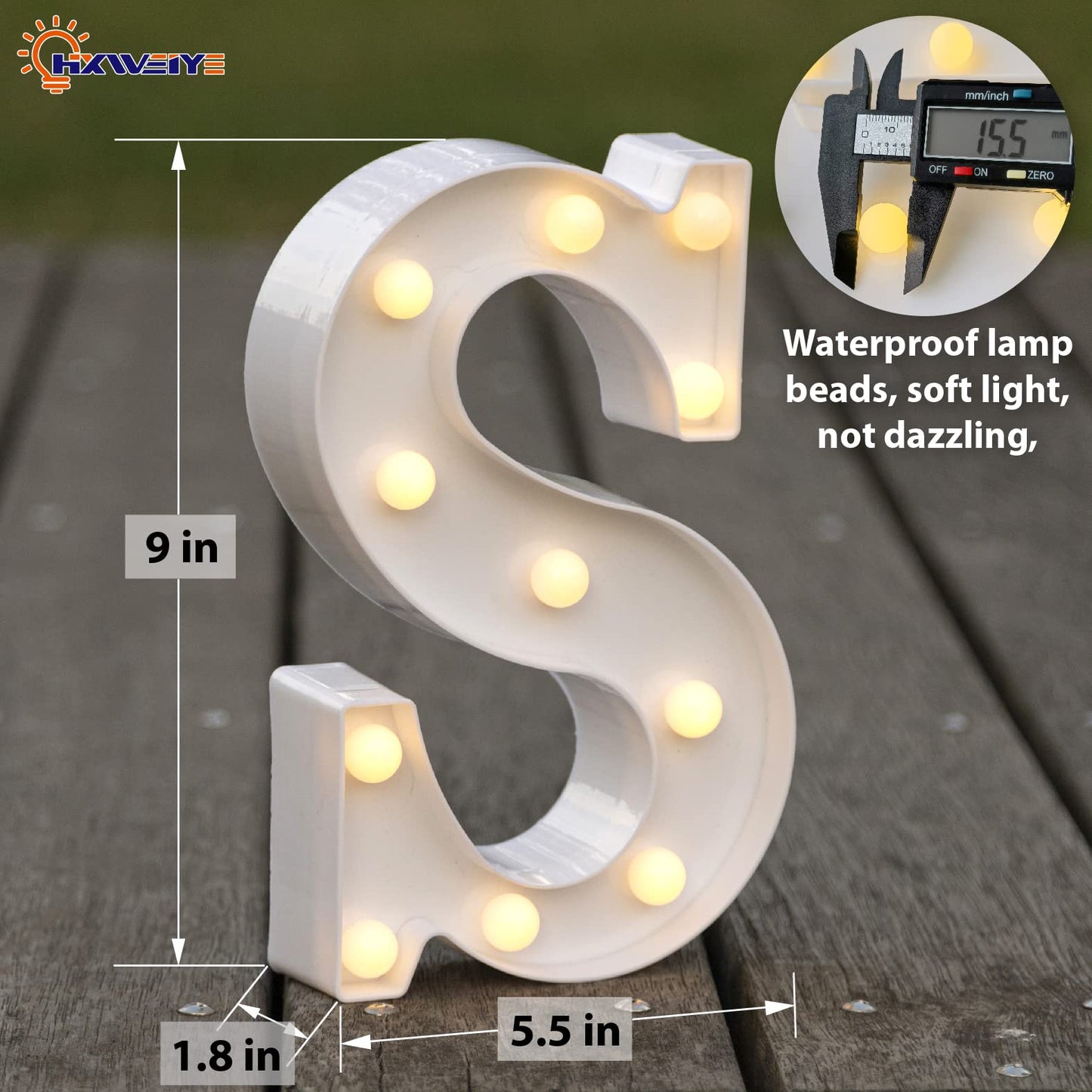 HXWEIYE LED Marquee Lights Sign, 26 Alphabet & 10 Numbers, Warm White-S, Battery Powered, Plastic for Party & Decor