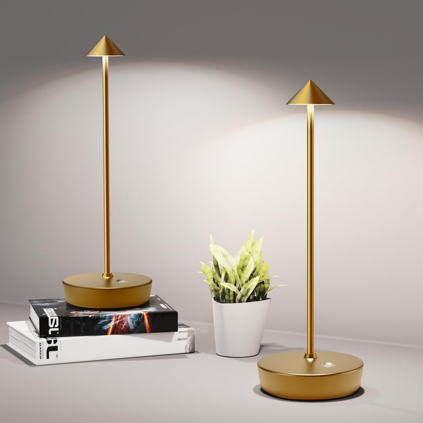 Shangcai Cordless Table Lamps Rechargeable  6000Mah Battery Operated Led Desk Lamp Outdoor Waterproof Portable Touch Dimmable Table Night Light For Patio Restaurant Dining Home Set Of 2 Bronze