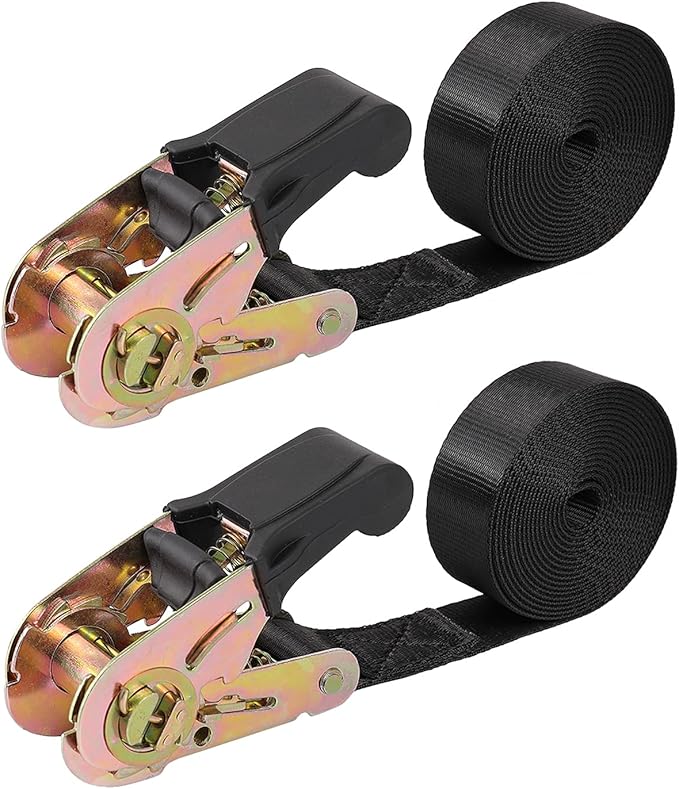 Endless Ratchet Tie Down Straps Heavy Duty Cargo Tie Downs, Sturdy Nylon Black Strap Down Ratcheting Securing Straps, Trac...