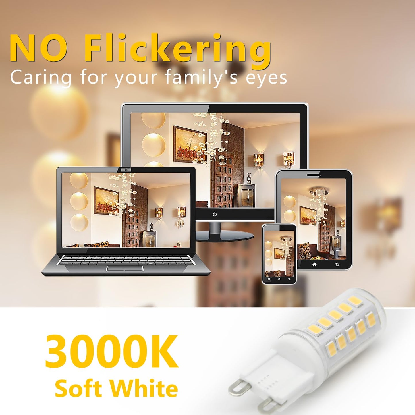 Daybetter G9 Led Bulb 4W  40 Watt T4 G9 Halogen Equivalent  24 Pack 450 Lm 360 Beam Angle Warm White 3000K  G9 Bi Pin Base Led Light Bulbs For Chandelier Lighting  Non-Dimmable