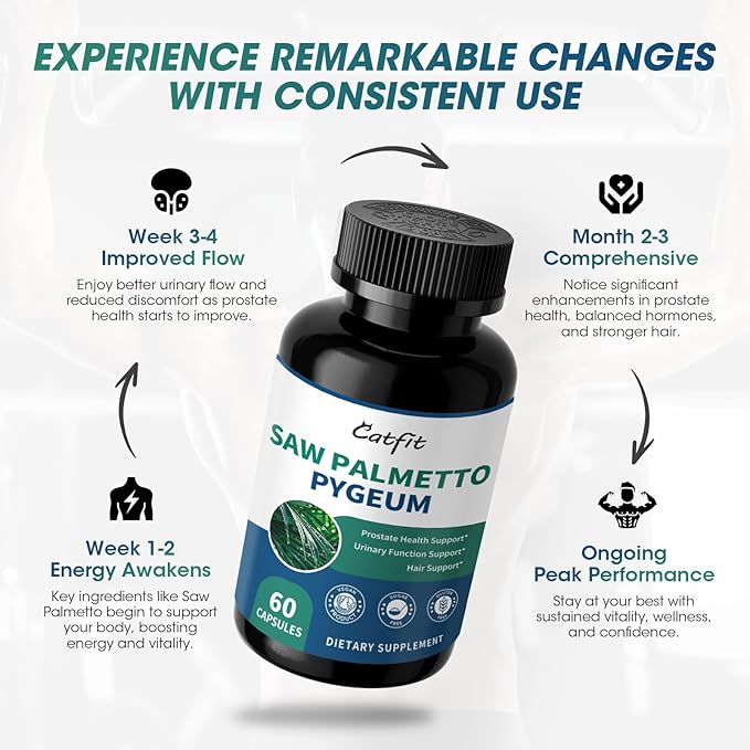 Saw Palmetto for Men 500mg - Prostate Support, Urinary & Hair Health Supplement with Pumpkin Seed Oil, Pygeum - Herbal Complex for Men's Wellness, Vegan Formula, 60 Capsules