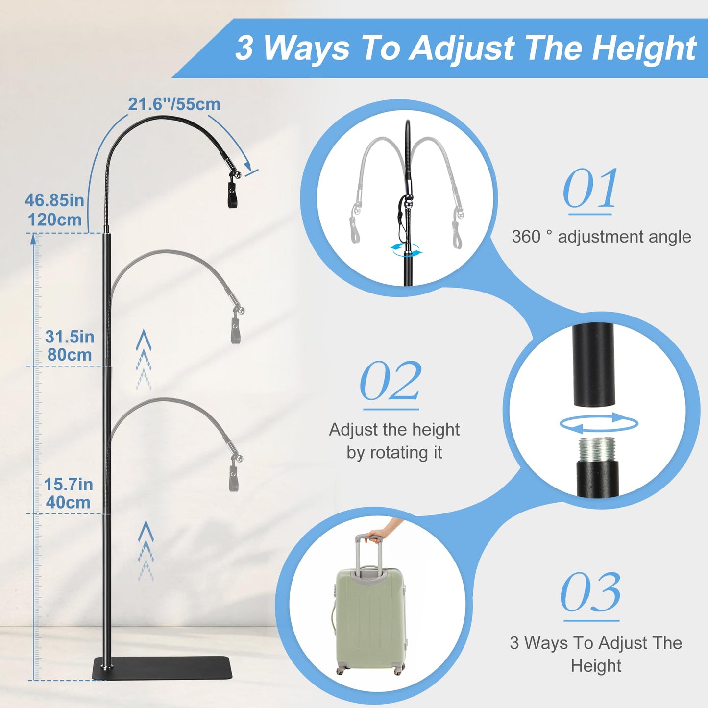 NIdreamCE C/APAP Hose Holder for Bed, Adjustable C-Pap Tubing Stand APAP Hose Hanger Avoid Tangling and Prevent Tube Leakage-BiPAP, C-Pap Mask, Sleep Apnea Hose Lift