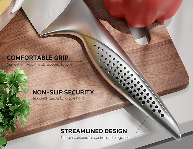 Knife Set - Ultra Sharp Knives Set for Kitchen with block, 15 PCS Stainless Steel Knife Set with Built-in Sharpener, Ergonomic Non-Slip Handle, Christmas Elegant Box for Men Women, Steel Gary